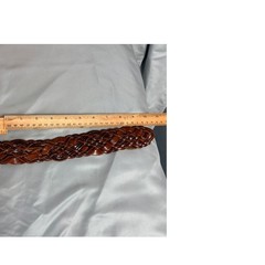 Fossil Braided Leather Belt Brown Woven Brass Buckle Large Boho Western festival