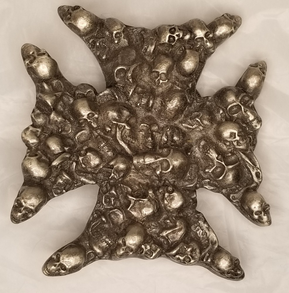 Multi-Skull/Maltese Cross belt buckle for 1.5&Prime; wide belt, biker / punk / gothic