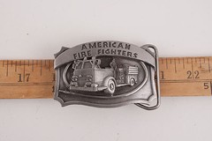 American Fire Fighters FD Belt Buckle Siskiyou Williams Oregon Pewter Truck