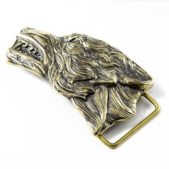 Belt buckle Grey Wolf, Handmade wolf head solid belt buckle