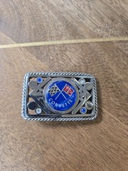 Corvette Chevrolet Leather Belt Buckle Vintage 1980s Made In USA Great Condition