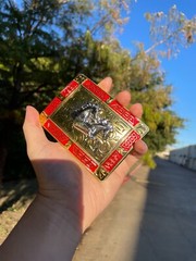 Western Buckle Gold Silver Red Running Horse Cowboy 2 » Hebilla Vaquero