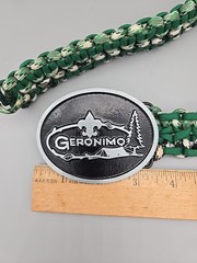 Dyna buckle belt Geronimo silver and black Paracord belt green 39 inches