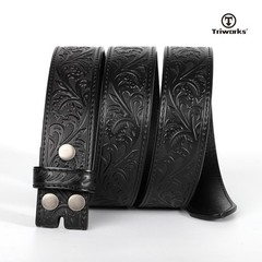 TRIWORKS Western Belt Strap for Men without Buckle Fit Size 34&Prime;-37&Prime;, A-black