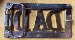 Vintage DAD Silver Metal Belt Buckle Chrome Spellout 1990’s