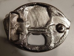 TAILGATER BELT BUCKLE WITH BOTTLE OPENER SISKIYOU PEWTER (Place Your Own Decal)