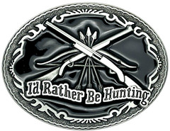 I&rsquo;d Rather be Hunting Rifles Hunter Black Enameled Belt Buckle