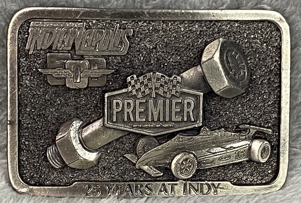 Premier Indianapolis 500 25 Years at Indy Belt Buckle 3&Prime; x 2.25&Prime; for 1.75&Prime; Belt