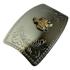 Western Saddle Belt Buckle Nickel Plated Hand-Polished Cowboy Americana