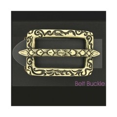 Rectangular Embellished Antique Brass Style Belt Buckle for Leather Belt West