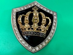 Royal Gold Crown Shield with Rhinestone Border Belt Buckle A286 Classico Italia