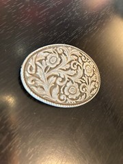 Vintage Collectible Flowers and Swirls Metal Belt Buckle