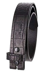 MZ Crocodile Embossed Pattern 1-3/8&Prime; (35mm) Wide Leather Belt Strap 36, Black