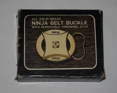 Vintage 1970s Ninja Star (removable) Solid Brass Belt Buckle