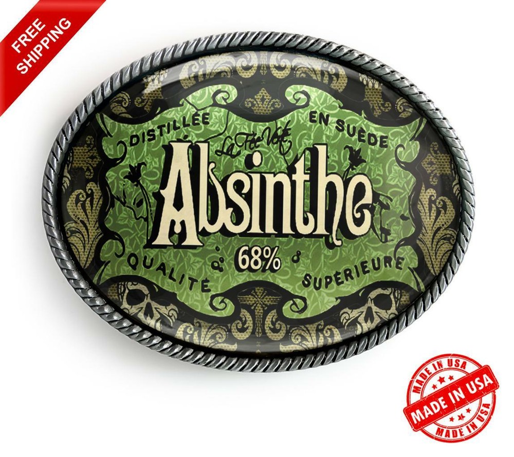 Victorian Belt Buckle – Vintage Absinthe Handmade Oval Buckle – 431