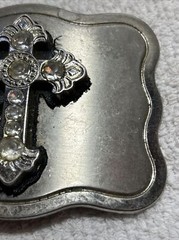 JK Trading Men&rsquo;s Silver Metal 3d Cross Antique Celtic Church Belt Buckle