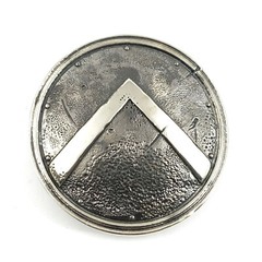 German silver belt buckle Spartan Shield, Ancient military Greece warrior buckle