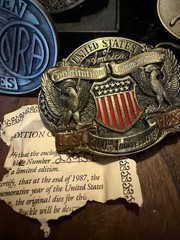NRA Golden Eagles Metal Western Belt Buckle Lot, Gold/Silver Oval Logo Designs