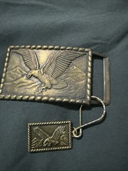 1970s vintage EAGLE belt buckle WESTERN american BRASS cowboy AMERICAN