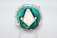 FREEMASON « G » BELT BUCKLE with Green Enamel Men’s Belt Buckle-Masonic 2008