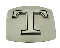 Initial T Letter t Belt Buckle New Men Women Western Really Cowboy Silver Metal