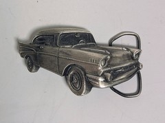 Vintage 57 Chevy Car Belt Buckle 1979 Bergamot Brass Works-U-39