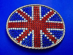 British Union Jack England British Flag Red Blue White Rhinestone Belt Buckle