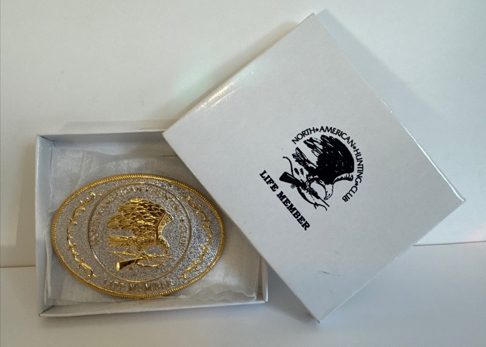 VTG North American Hunting Club Wings of Gold Belt Buckle Life Member Oval