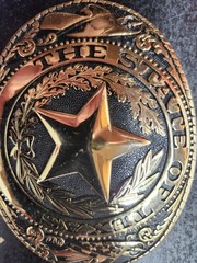 Texas Star Belt Buckle Gold Tone Oval Western Ranger Cowboy 3.25&Prime; x 2.5&Prime;