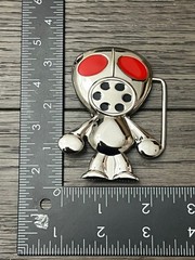Novelty Belt Buckle Unisex Silver Robot Gas Mask Red Eyes Metal Collectible