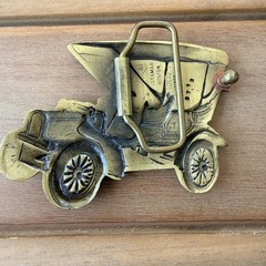 Vintage Stamar Boston Solid Brass Antique Ford Car Belt Buckle Automobile Relief