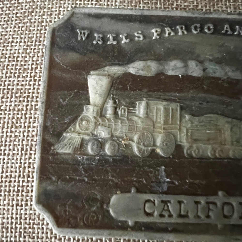 Wells Fargo and Company California Train Belt Buckle 3.5×2.25 Western Aesthetic