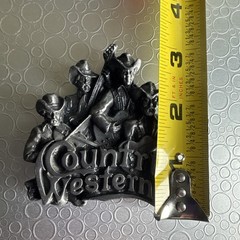 Vintage 1981 Bergamot Brass Works Country Western Band Pewter Belt Buckle T-96
