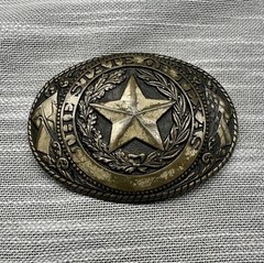 vintage STATE OF TEXAS belt buckle TONY LAMA lone star WESTERN Rodeo BRASS