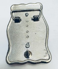 Rectangle Belt Buckle For USA Silver Dollar Coin Screw Back Silver Tone & Red