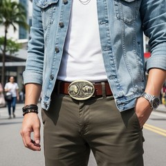 Men Women Dark Gold Metal Fashion Belt Buckle Native Buffalo Bull 5 Cents Coin