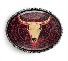 Horned Skull Belt Buckle – Satanic Gothic Occult Pentagram Belt Buckle – 818