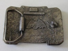 Imported Two Fingers Tequila 80 P Hiram (1976 Metal Belt Buckle) 3 3/8&Prime; X 2 3/8&Prime;