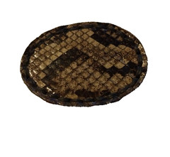 Rattlesnake Skin Belt Buckle Leather Back Vintage Western Cowboy