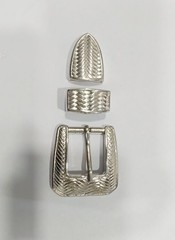 Western 3 piece buckle set Silver color 1 in 25mm cowgirl brass buckle