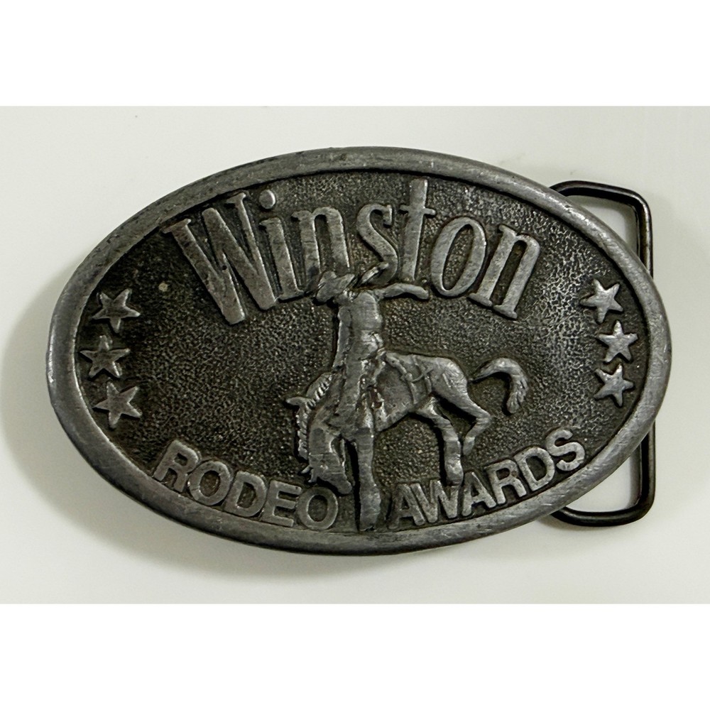 Winston Belt Buckle Mens OS Silver Rodeo Awards Cowboy Bronc Rider Vintage