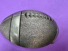 American Football Sports Textured Ball Cutout Silver Color Figural Belt Buckle