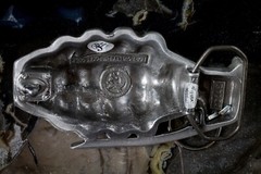 Belt Buckle Solid Pewter Shaped Grenade W/ Pull Ring Dragon Design Tanside U.K.