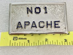 NO 1 APACHE Silver and Blue Belt Buckle 2 in Reg US Pat Off OOAK – PLEASE READ –