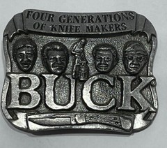 Vintage Four Generations Buck Knives Knife Maker Belt Buckle 3D 3”x 3”