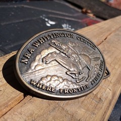 NRA Whittington Center Belt Buckle WHERE FRONTIER SPIRIT LIVES, Rifle Cowboy