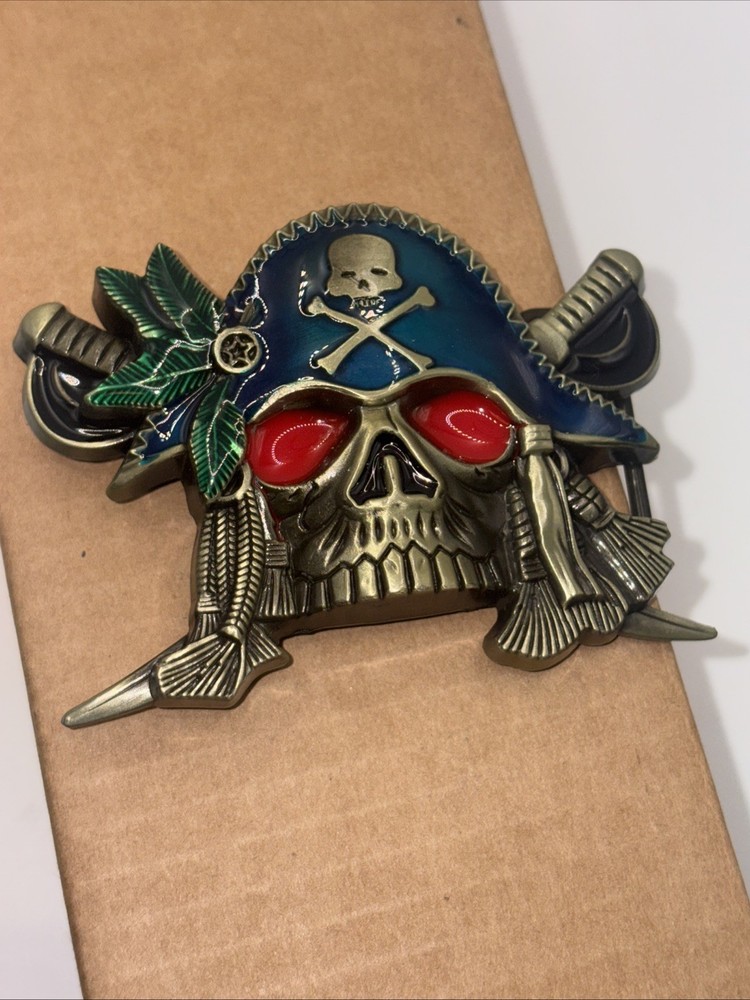 Skull Belt Buckle Green Pirate Metal Zinc Alloy New Western Casual Fashion Style
