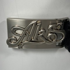 AKADEMIKS Black Belt With AKS Buckle Silver Color Vintage