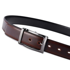 Belts for Men 57-58, Rectangle Rotated Buckle With Burnt Umber/Black Belt