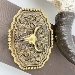 Western Cowboy Belt Buckle – Texas Bull Skull Belt Buckle for Men women